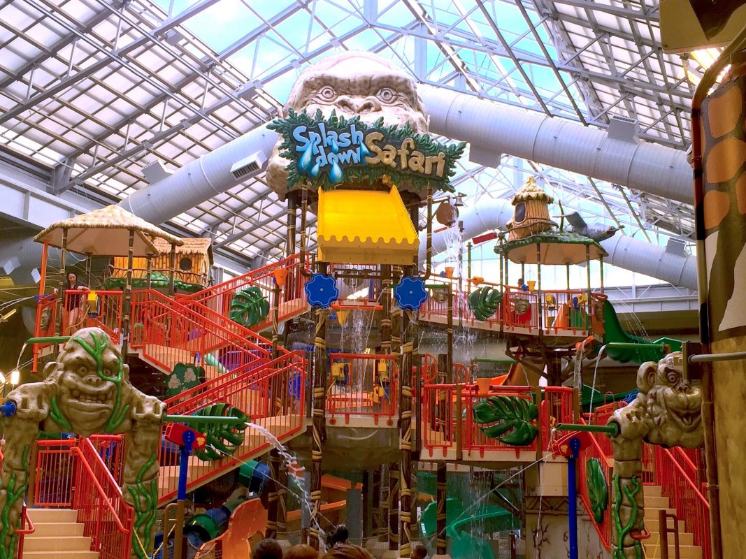 OpenAire's retractable roof over the waterpark at Kalahari Resorts in Pocono Mountains, Pennsylvania.