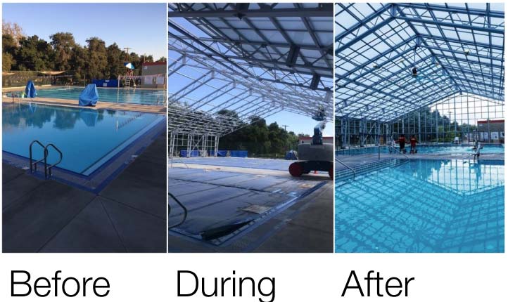 before during and after a pool covering